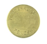 Vintage UW Parkside Kenosha Token. Good For One Fare Kenosha, Wis. Atwood/C