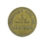 Vintage Madison RY. Co. Token. One Fare 2-1/2 Cent  Madison,Wis. Atwood/Cof