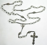 Vintage Sterling Silver with Glass Beads Rosary Necklace.  1.85 Ounces whol