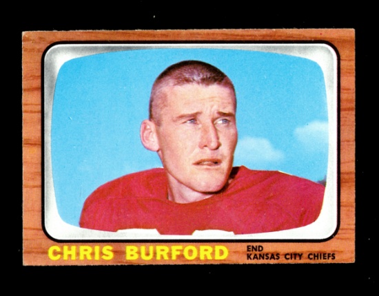 1966 Topps Football Card #66 Chris Burford Kansas City Chiefs. EX/MT Condit