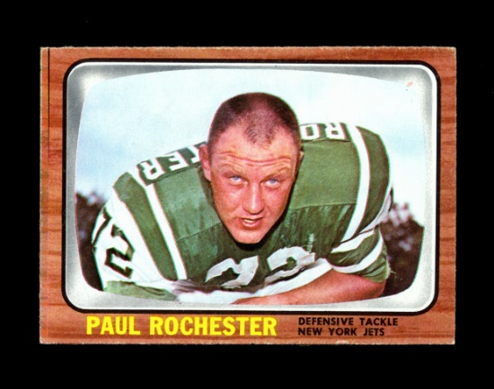 1966 Topps Football Card #100 Paul Rochester New York Jets. EX/MT Condition