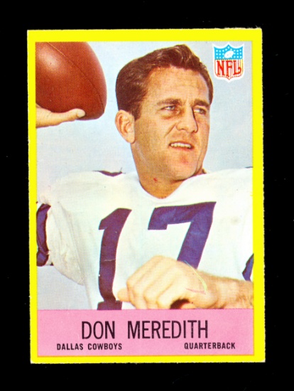 1967 Philadelphia Football Card #57 Don Meredith Dallas Cowboys. Creased EX