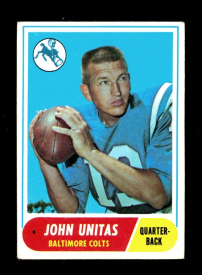 1968 Topps Football Card #100 Hall of Famer John Unitas Baltimore Colts.  E