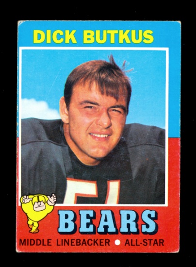 1971 Topps Football Card #25 Hall of Famer Dick Butkus Chicago Bears. EX/MT