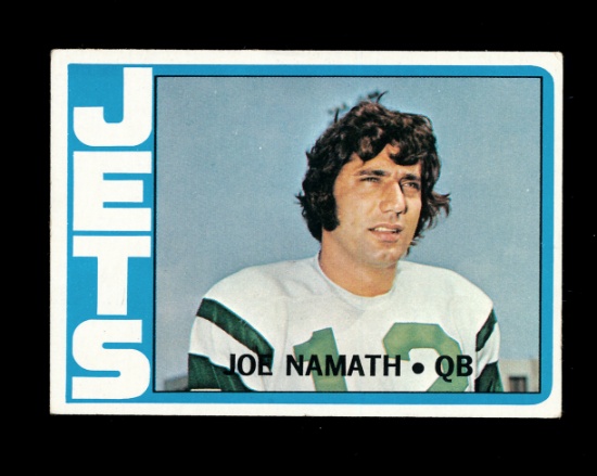 1972 Topps Football Card #100 Hall of Famer Joe Namath New York Jets. NM Co