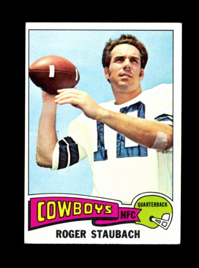 1975 Topps Football Card #145 Hall of Famer Roger Staubach Dallas Cowboys.