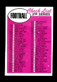 1969 Topps Football Card #132 Check List 2nd Series. Unchecked NM Condition