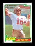 1981 Topps ROOKIE  Football Card #216 Rookie Hall of Famer Joe Montana San