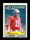 1983 Topps Football Card #169 Hall of Famer Joe Montana San Fancisco 49ers.