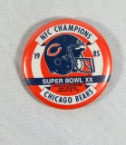 1985 Super Bowl Champions Chicago Bears Pin Back Button.  2-1/4