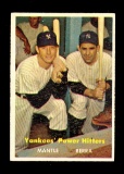 1957 Topps Baseball Card #407 Yankees Power Hitters Mickey Mantle & Yogi Be