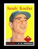 1958 Topps Baseball Card #187 Hall of Famer Sandy Koufax Los Angeles Dodger