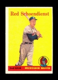 1958 Topps Baseball Card #190 Hall of Famer Red Schoendist Milwaukee Braves