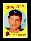 1959 Topps Baseball Card #499 Johnny O'Brien Milwaukee Braves NM Condition
