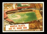 1961 Topps Baseball Card #406 Mantle Blasts 565ft Home Run NM+ Condition