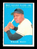 1961 Topps Baseball Card #482 MVP Hall of Famer Willie Mays New York Giants