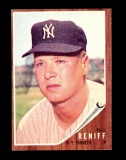 1962 Topps Baseball Card #159 Hal Reniff New York Yankees NM Off Center Con