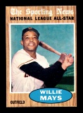 1962 Topps Baseball Card #395 All Star Hallof Famer Willie Mays San Francis