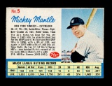 1962 Post Cereal Hand Cut Baseball Card #5 Hall of Famer Mickey Mantle New