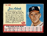 1962 Post Cereal Hand Cut Baseball Card #145 Joe Adcock Milwaukee Braves. I
