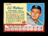 1962 Post Cereal Hand Cut Baseball Card #147 Hall of Famer Ed Mathews Milwa