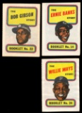 (3) 1970 Topps Booklets Ernie Banks, Bob Gibson, Willie Mays.