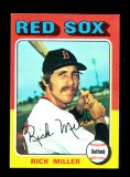 1975 Topps Baseball Card Error Blank Back Rick Miller Boston Red Sox NM/MT+