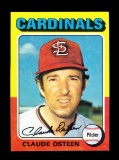 1975 Topps Baseball Card Error Blank Back Claude Osteen St Louis Cardinals