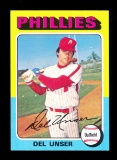 1975 Topps Baseball Card Error Blank Back Del Unser Philadelphia Phillies N