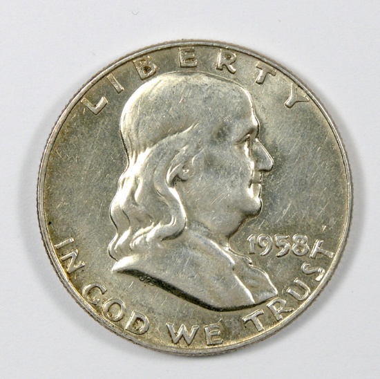 1958-D Franklin Half Dollar MS Has a Spot on Reverse