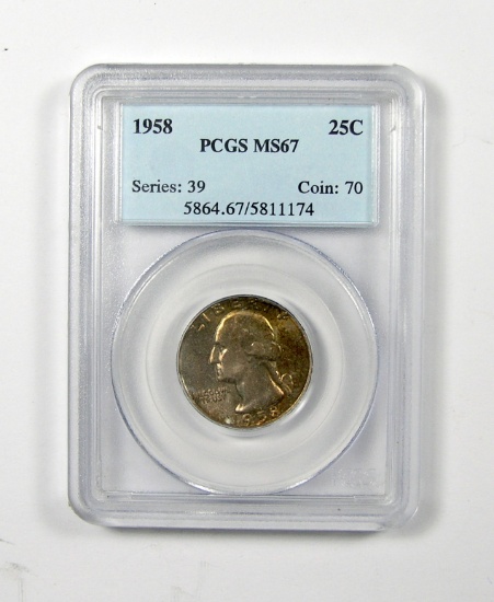 1958 Washington Quarter Dollar Graded PCGS MS67