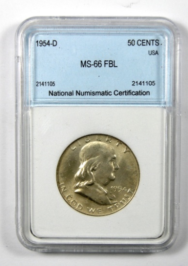 1954-D Franklin Half Dollar Graded NNC MS66FBL