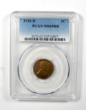 1938-D Wheat Cent Graded PCGS MS65RD