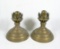 (2) Weighted Brass & Tin Candle Stick Base Holders. No Chimneys. Good Condi