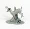 Hand Crafted Solid Pewter Deer Jumping over Log Sculpture