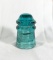 Vintage Hemingray No 9 Blue Glass Insulator Good Condition Some Small Chips