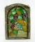 Vintage Stained Glass Hanging, Humming Bird Scene, Good Condition Has 3 Cra