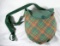 Vintage used Girl Scouts Camping Mess Kit with Green Plaid bag.