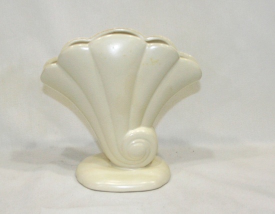 Vintage Redwing White Fan Vase  7-1/2" Tall.