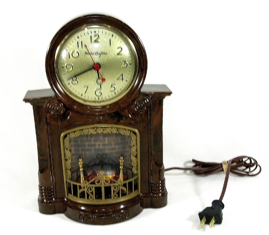 Vintage Mastercrafters Model 272 Fire Place Electric Clock Manufactered By