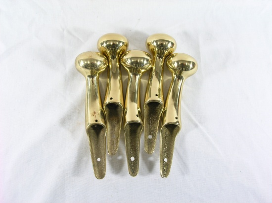 (5) Polished Brass Horse Hames Knobs. Great for Walking Stick Projects. 8"