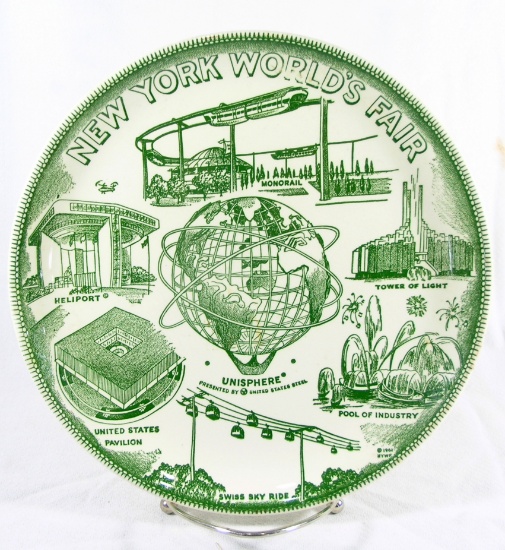 1961 New York  Worlds Fair Commemorative Plate.  9-1/4" Dia.