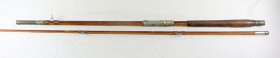 Antique Larger Bamboo Fly Fishing Rod with Leather Handle. Unmarked. 80" wh