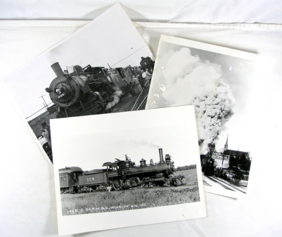 (3) 8" x 10" Vintage Railroad Steam Engine Photos.