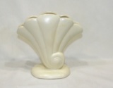 Vintage Redwing White Fan Vase  7-1/2