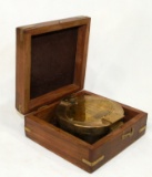 Vintage Stanley London Natural Sine Large Brass Compass With Wood Box Good