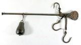 Vintage Antique Cast Iron Scale Balance Arm Counter Weight And Hooks Still