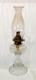 Vintage Eagle Clear Glass Kerosene Lamp With Clear Glass Chimney No Cracks