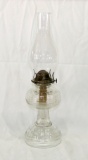 Vintage Eagle Clear Glass Kerosene Lamp With Clear Glass Chimney No Cracks