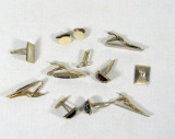 Misc Assorted Mens Gold Tone Cuff Links & Tie Clips.